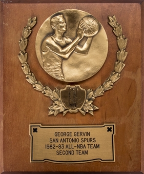 1982-83 George Gervin "All-NBA Team" Second Team Plaque Award (Gervin LOA)